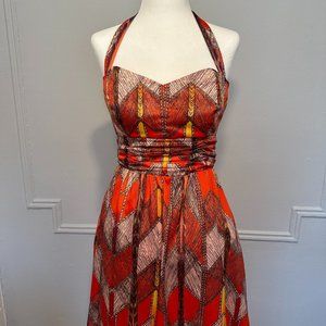 Guess Red Shell Patterned Halter Mini Dress